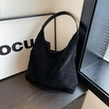 Bolsa Feminina de Ombro Tipo Saco em Suede Sintético Estilo Camurça Ayla