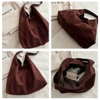 Bolsa Feminina de Ombro Tipo Saco em Suede Sintético Estilo Camurça Ayla