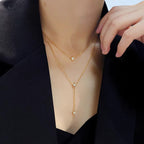 Colar com Três Pingentes Zircônias Triple Shine Tassel Banhado a Ouro 18K