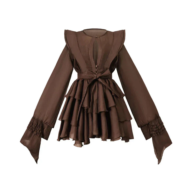 Vestido Curto Estruturado em Camadas Sofisticado