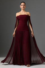 Vestido Elegante com Decote Ombro a Ombro Cintura Marcada