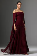 Vestido Elegante com Decote Ombro a Ombro Cintura Marcada