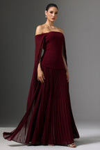 Vestido Elegante com Decote Ombro a Ombro Cintura Marcada