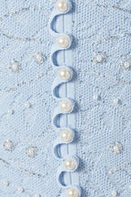 Vestido e Casaco Cardigan Bordado Luxo Azul Serenity – Elegância e Sofisticação em Cada Detalhe