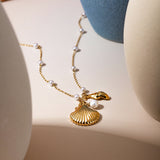 Pulseira com Pingentes Marinhos Ocean Pearl Banhada a Ouro 18K