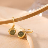 Brinco com Pedra Jade Jade Elegance Banhados a Ouro