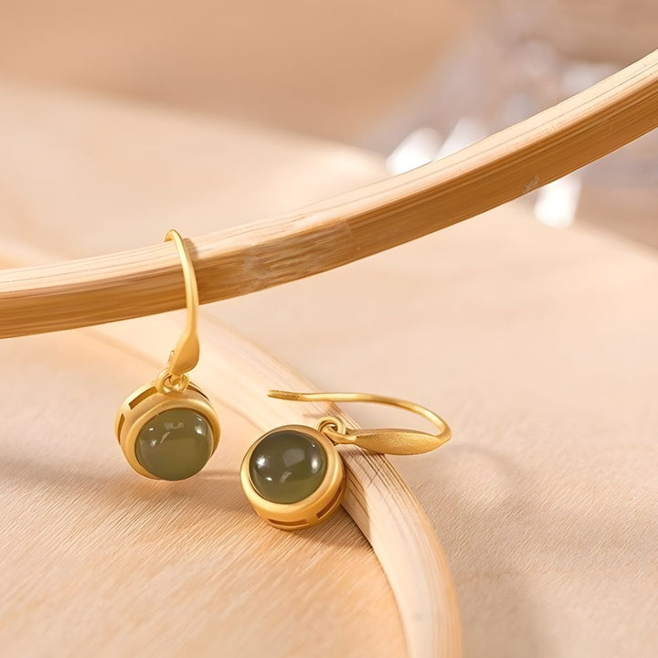 Brinco com Pedra Jade Jade Elegance Banhados a Ouro