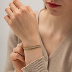 Pulseira Dupla Camada com Zircônias Diamond Duo Banhada a Ouro 18K