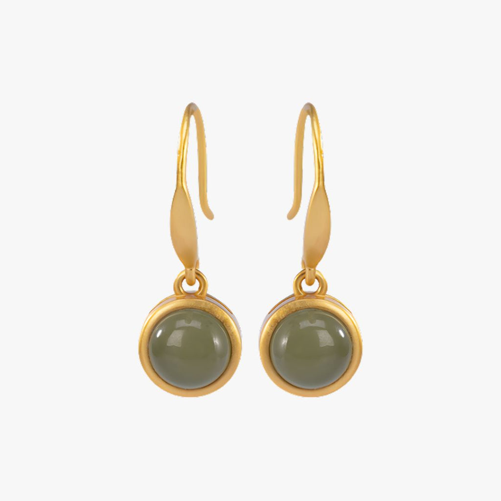 Brinco com Pedra Jade Jade Elegance Banhados a Ouro