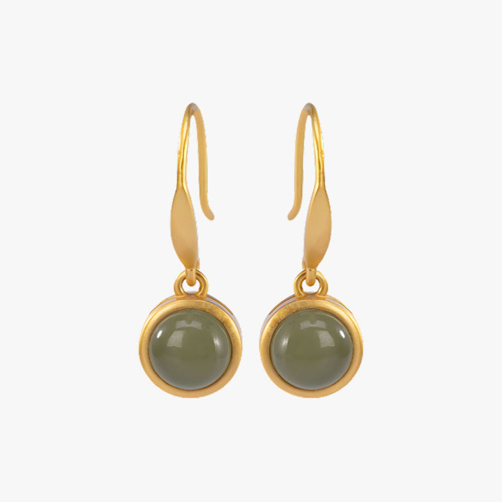 Brinco com Pedra Jade Jade Elegance Banhados a Ouro