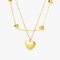 Colar Duas Camadas Pingentes de Coração Heart Layers Banhado a Ouro 18K