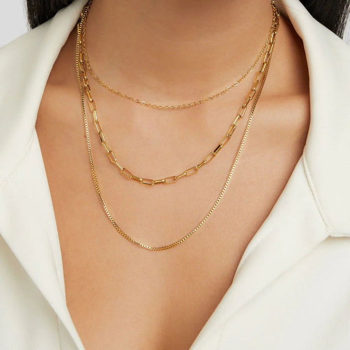 Colar Três Camadas Golden Layers Banhado a Ouro 18K