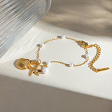 Pulseira com Pingentes Marinhos Ocean Pearl Banhada a Ouro 18K