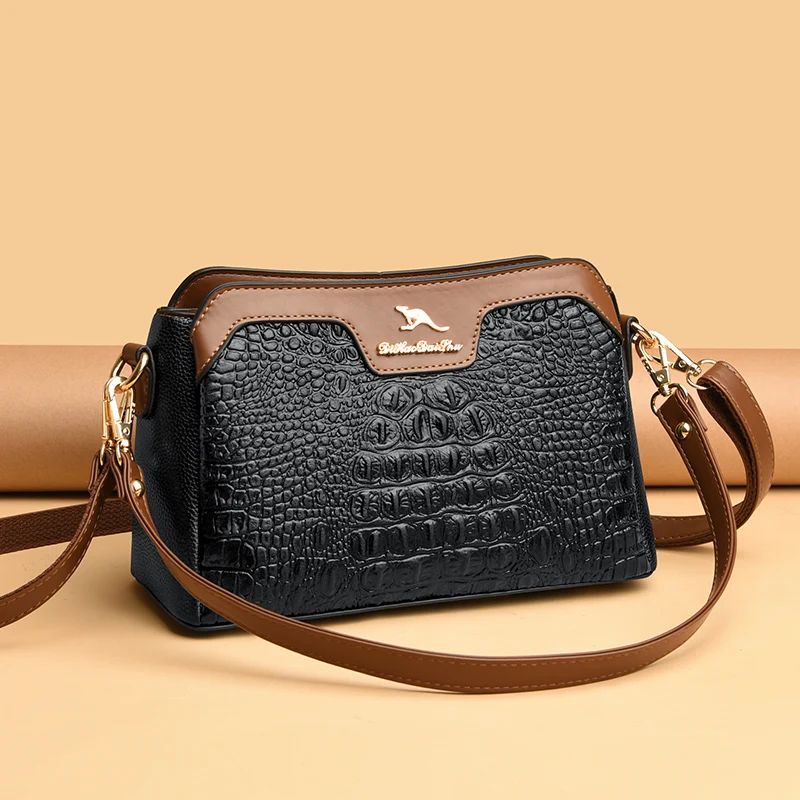 Bolsa Feminina Tiracolo Crocodilo Serife