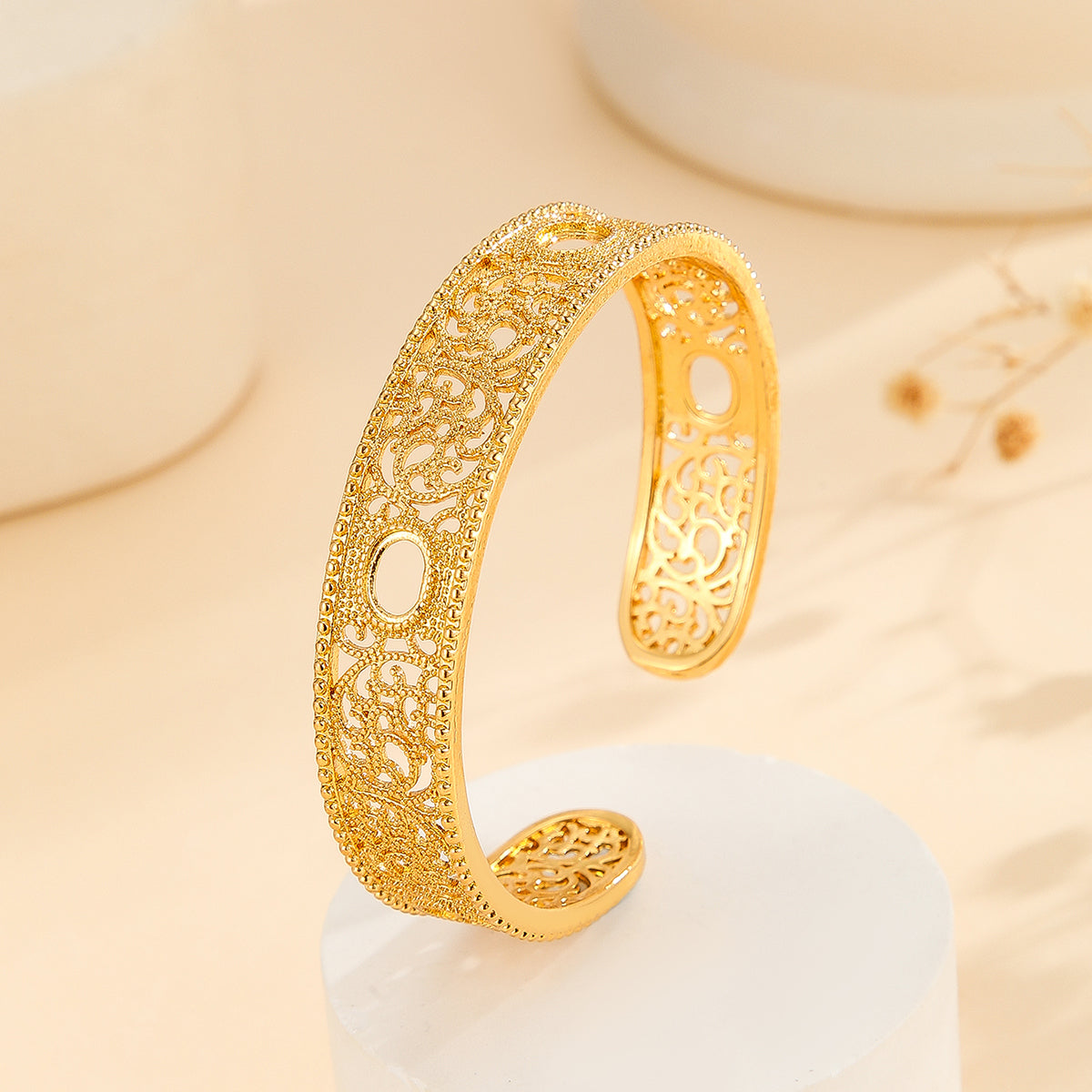 Bracelete Palace Lace Lisa Banhada a Ouro 14K