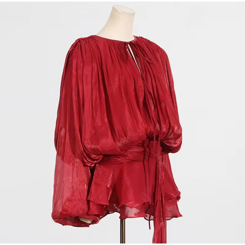 Vestido Feminino Acetinado Plissado -  Izuke