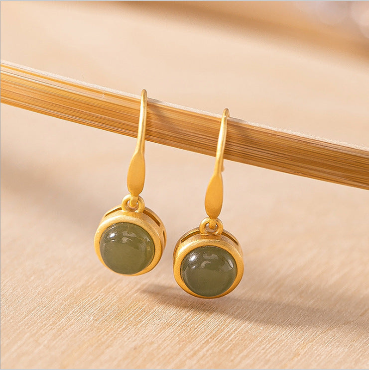 Brinco com Pedra Jade Jade Elegance Banhados a Ouro