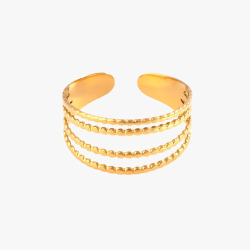 Anel Banhado a Ouro 18K 4 Camadas Star Flow