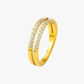 Anel com Zircônias Camada Dupla Banhado a Ouro 18K
