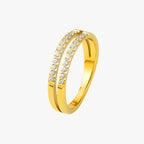 Anel com Zircônias Camada Dupla Banhado a Ouro 18K