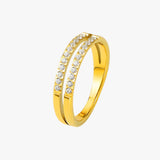 Anel com Zircônias Camada Dupla Banhado a Ouro 18K