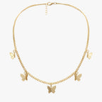 Colar Pingentes de Borboletas Banhado a Ouro 18K