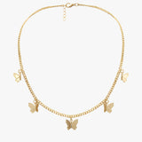 Colar Pingentes de Borboletas Banhado a Ouro 18K