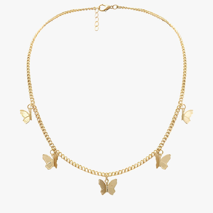 Colar Pingentes de Borboletas Banhado a Ouro 18K