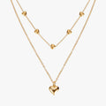 Colar Duas Camadas com Pingentes Coração Duo Heart Banhado a Ouro 18K