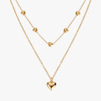 Colar Duas Camadas com Pingentes Coração Duo Heart Banhado a Ouro 18K