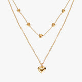 Colar Duas Camadas com Pingentes Coração Duo Heart Banhado a Ouro 18K