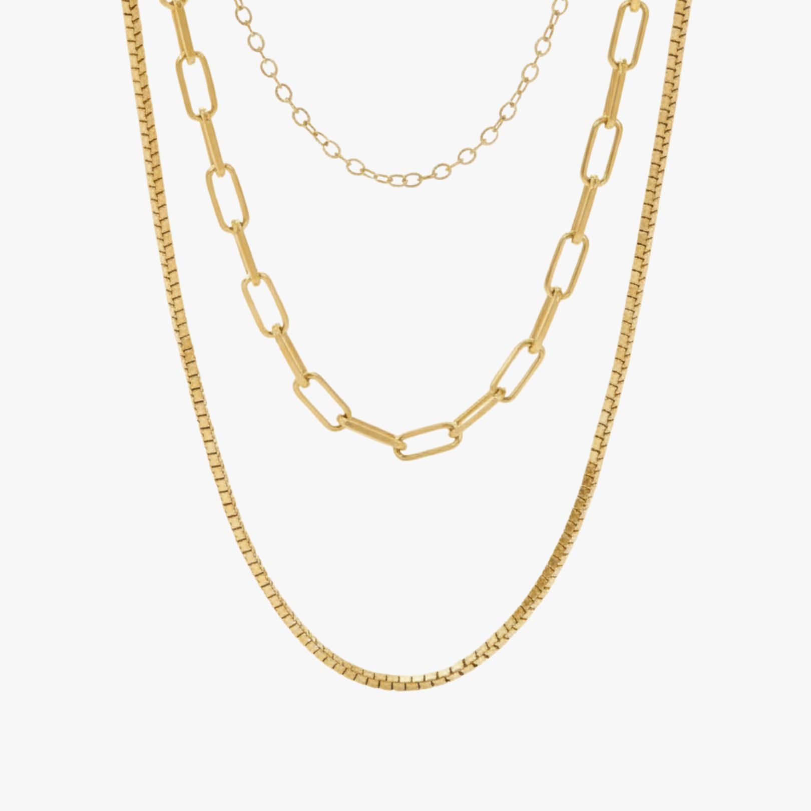 Colar Três Camadas Golden Layers Banhado a Ouro 18K