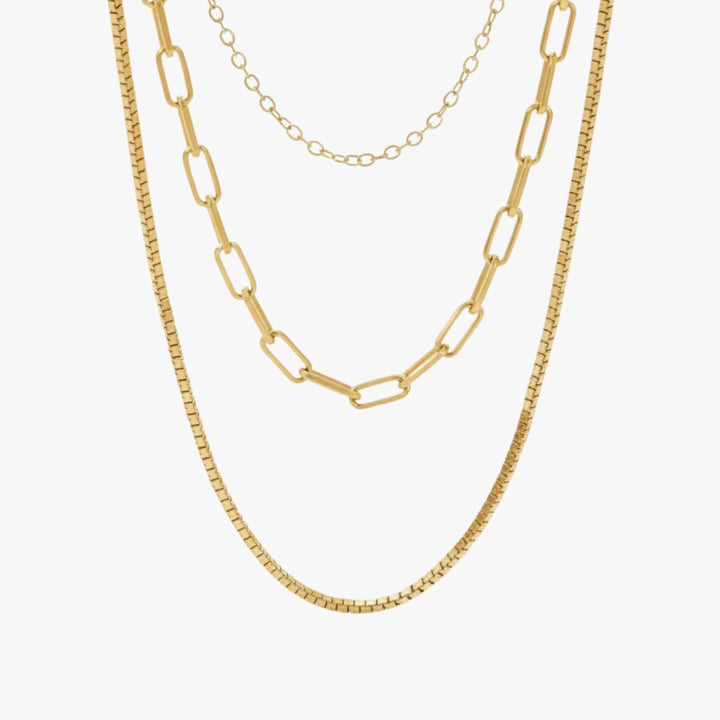 Colar Três Camadas Golden Layers Banhado a Ouro 18K