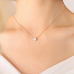 Colar com Ponto de Luz em Zircônia Solitaire Glow Banhado a Ouro