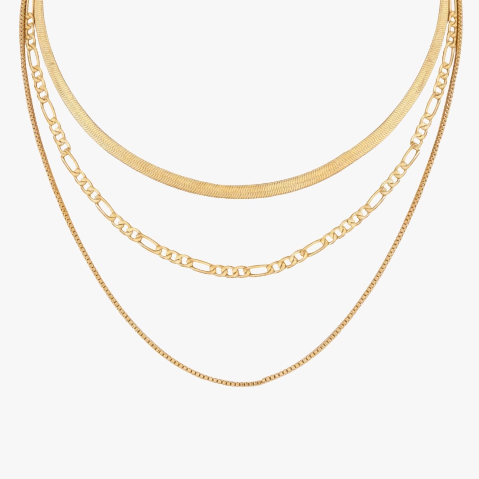 Colar 3 Camadas Trinity Layers Banhada a Ouro 18K