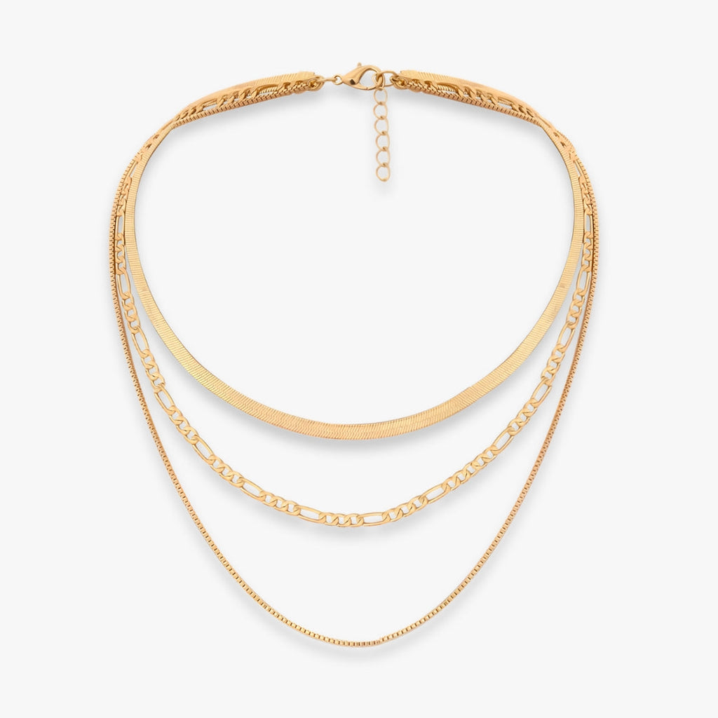 Colar 3 Camadas Trinity Layers Banhada a Ouro 18K