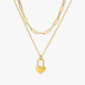 Colar Dupla Camada com Pingente de Coração Twin Love Glow Banhado a Ouro 18K