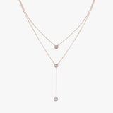Colar com Três Pingentes Zircônias Triple Shine Tassel Banhado a Ouro 18K
