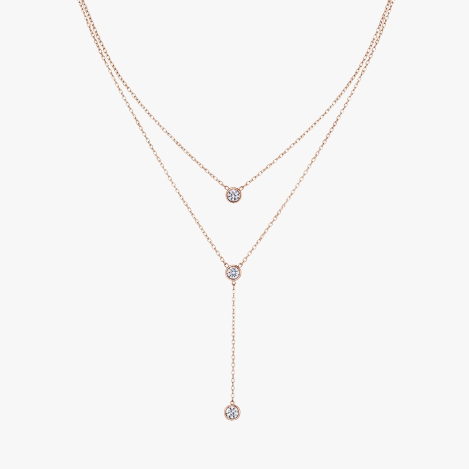 Colar com Três Pingentes Zircônias Triple Shine Tassel Banhado a Ouro 18K