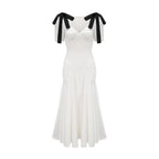 Vestido Longo Elegante  Laços e Decote em V