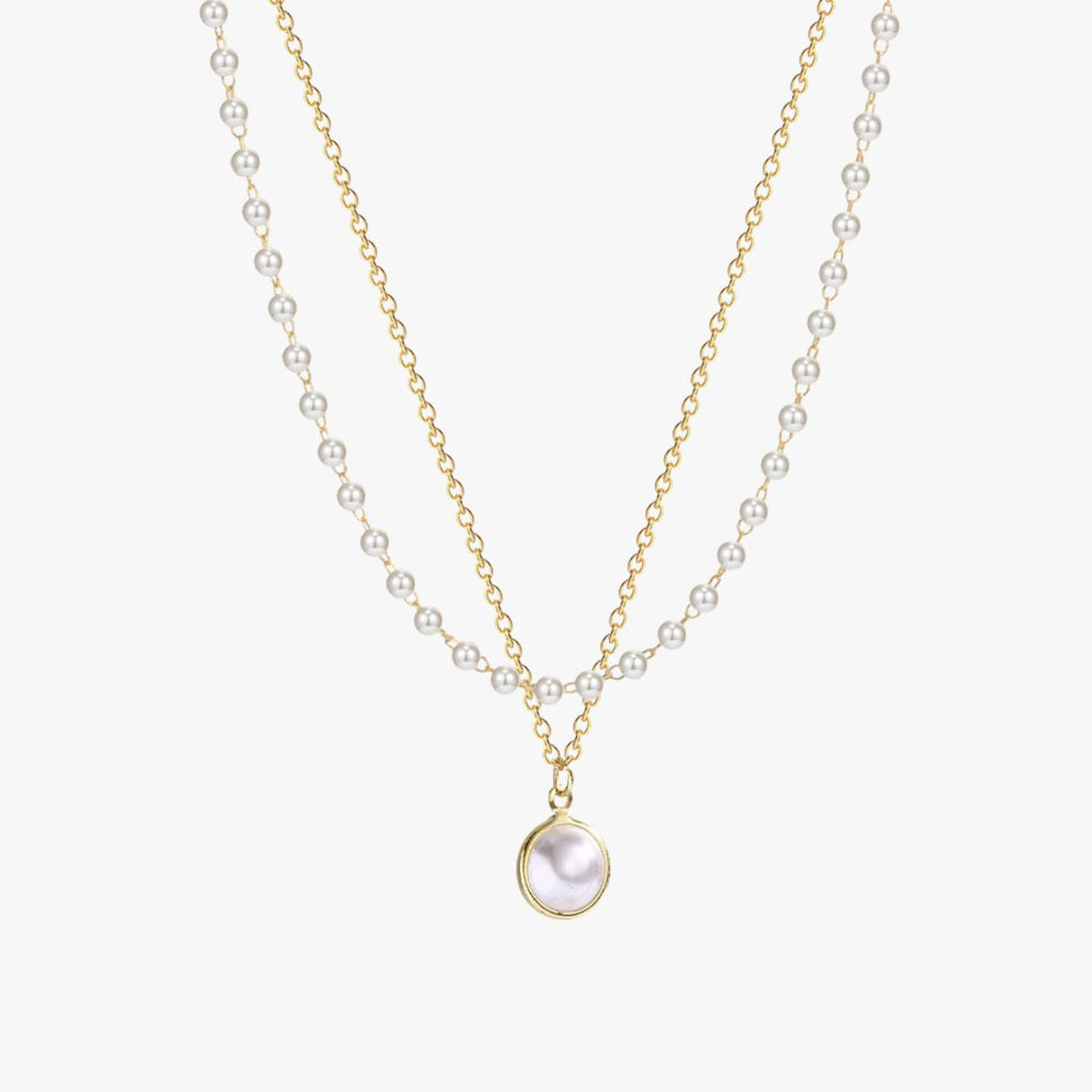 Colar Duas Camadas com Pérolas Double Pearl Layers Banhado a Ouro 18K
