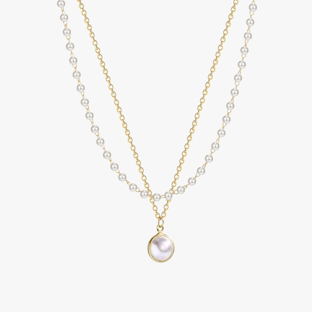 Colar Duas Camadas com Pérolas Double Pearl Layers Banhado a Ouro 18K