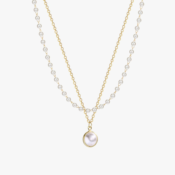 Colar Duas Camadas com Pérolas Double Pearl Layers Banhado a Ouro 18K