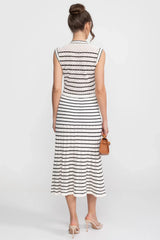 Vestido Cami em Tricô Canelado Premium com Abotoamento Frontal e Trama Ondulada