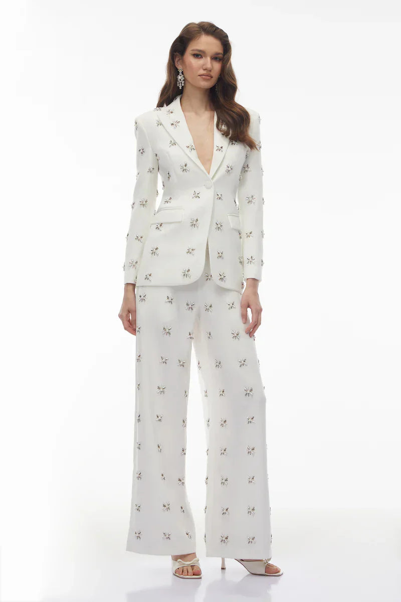 Conjunto de Alfaiataria Escultural com Blazer e Calça com Cristais