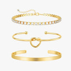 KIT 3 Pulseiras Cravejada em Zircônias Sparkle Stack Banhada a Ouro 14K