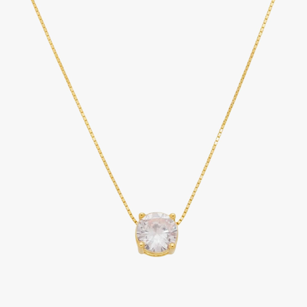 Colar com Ponto de Luz em Zircônia Solitaire Glow Banhado a Ouro