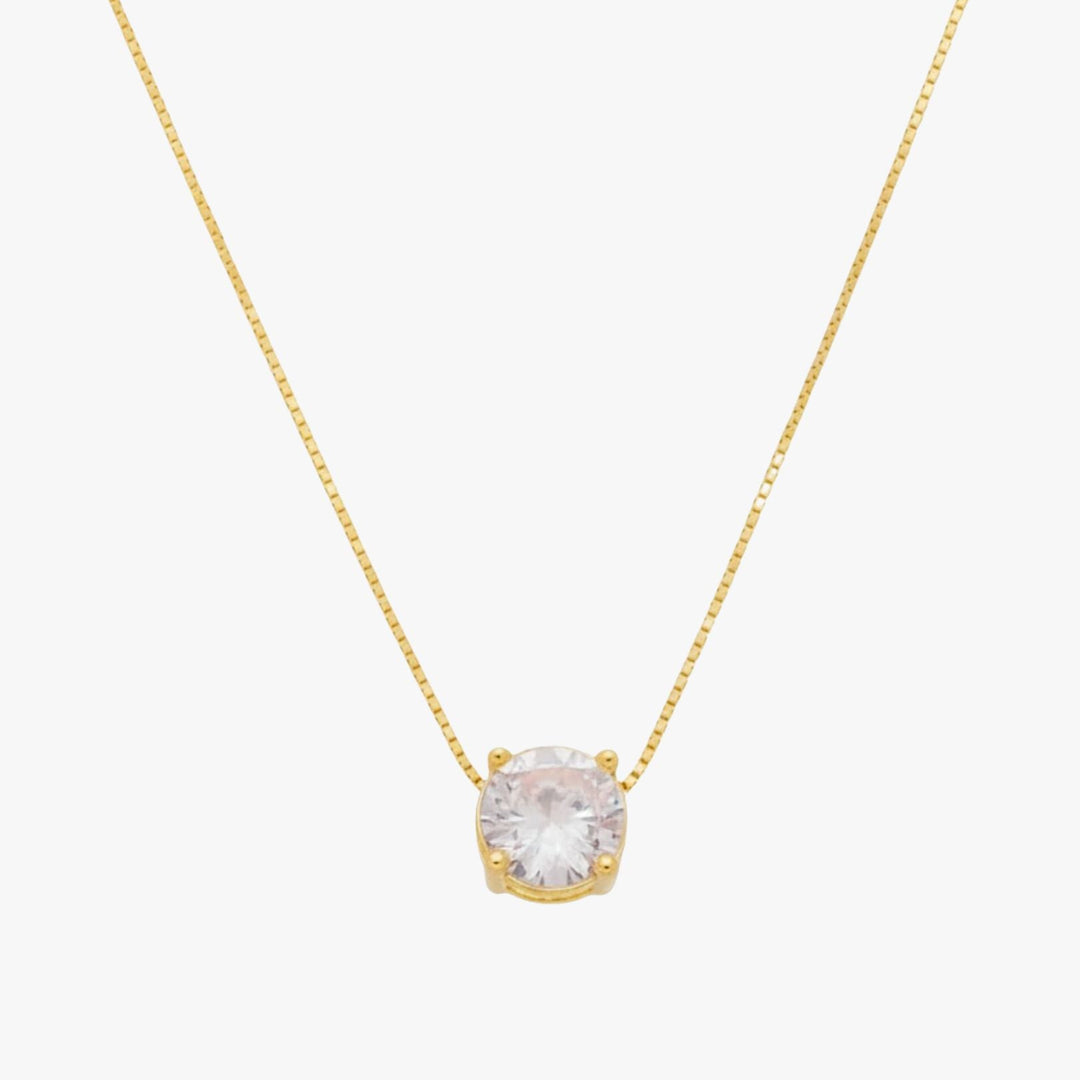 Colar com Ponto de Luz em Zircônia Solitaire Glow Banhado a Ouro