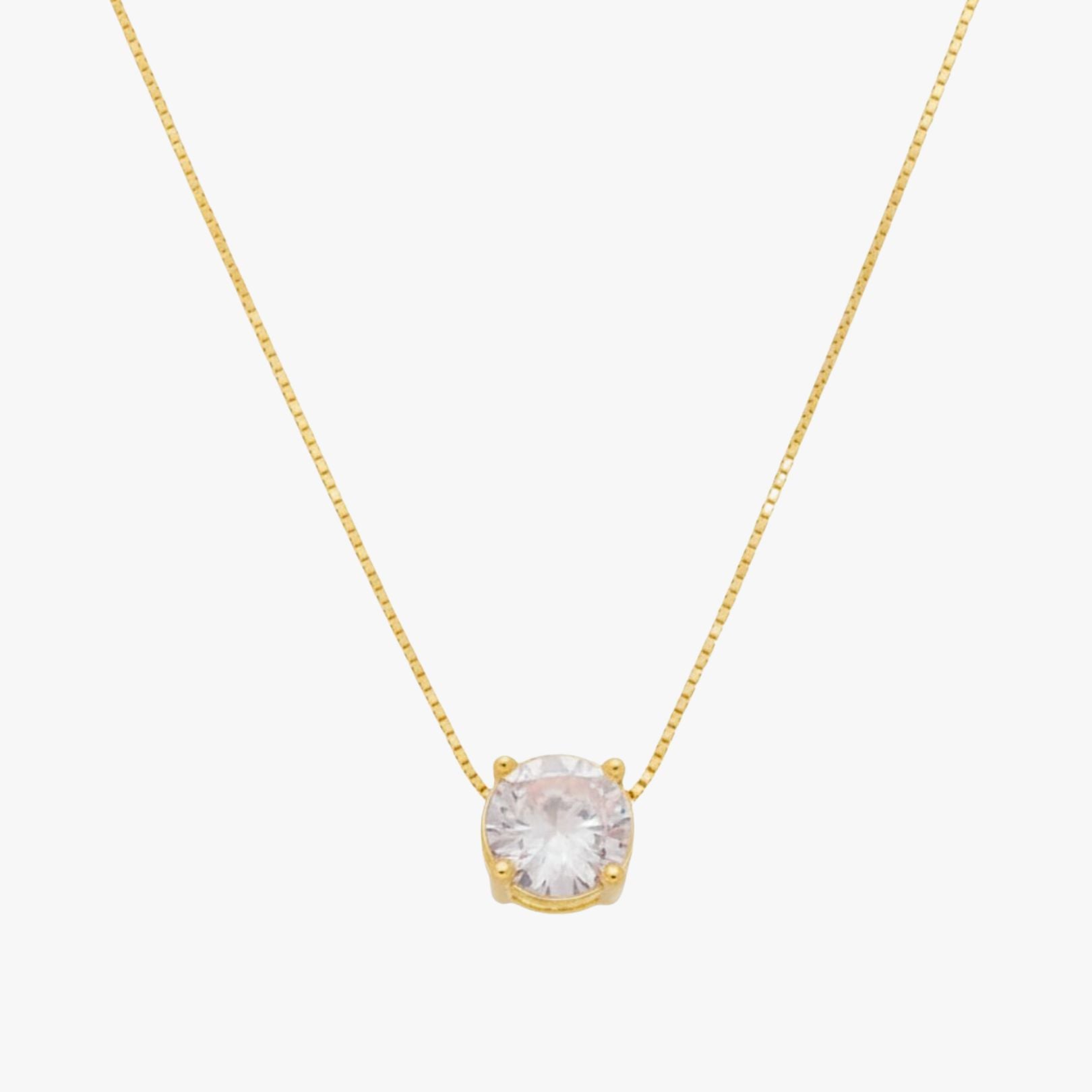 Colar com Ponto de Luz em Zircônia Solitaire Glow Banhado a Ouro