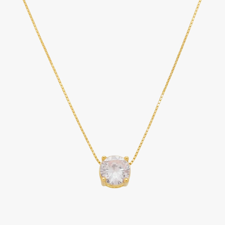 Colar com Ponto de Luz em Zircônia Solitaire Glow Banhado a Ouro
